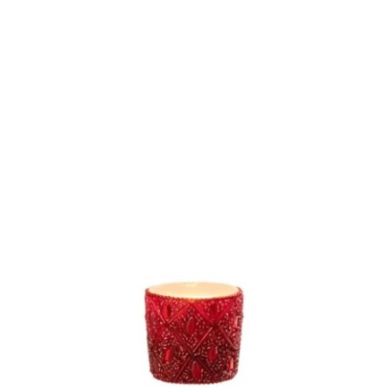 Castiçal de vidro vermelho 6x6x6 cm