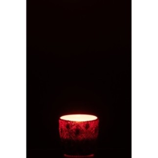 Portacandela in vetro rosso 6x6x6 cm
