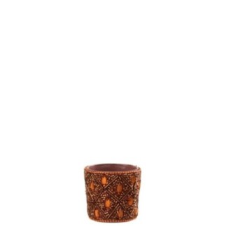 Castiçal em vidro castanho-escuro e castanho, 6x6x6 cm