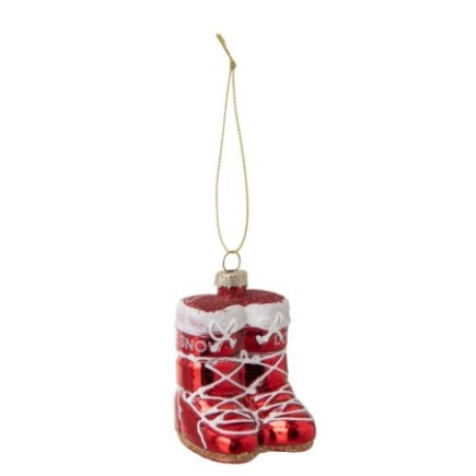 Ornement en verre rouge 5,5x7x5,5 cm