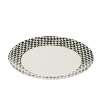 Assiette en porcelaine blanche et noire 27x27x2,5 cm