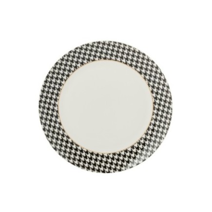 Piatto in porcellana bianca e nera, 27x27x2,5 cm
