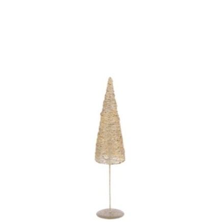 Sapin en métal et papier doré 13x13x58 cm