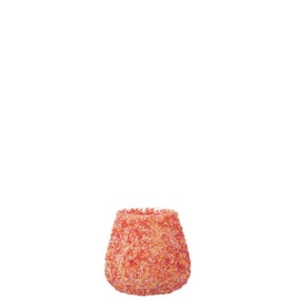 Portavelas de cristal naranja, 9 x 9 x 9 cm