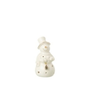 Muñeco de nieve de porcelana cruda, 8 x 15 x 7,5 cm