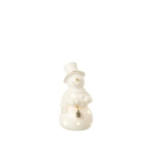 Boneco de neve em porcelana crua, 8 x 15 x 7,5 cm