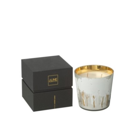 Vela perfumada Noa Forest de cera blanca, 13 x 13 x 13 cm