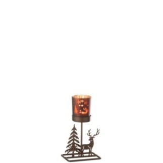 Portacandela in ferro marrone 10x7,5x17,5 cm