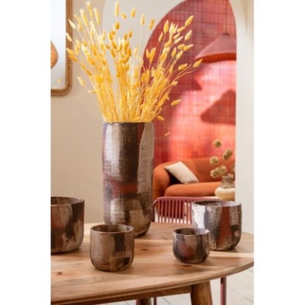 Cache-pot en terre cuite jaune 15x15x13 cm