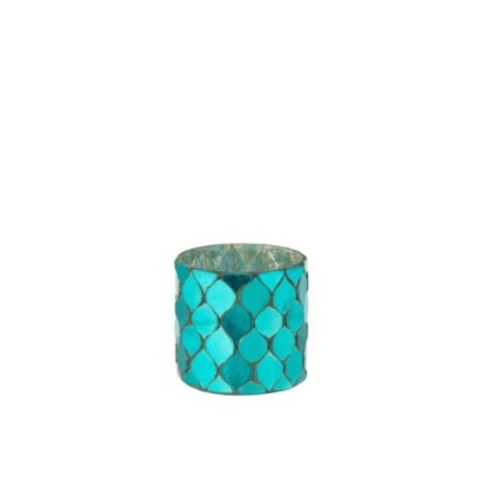 Portacandela in vetro blu 7,5 x 7,5 cm