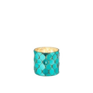 Portacandela in vetro blu 7,5 x 7,5 cm