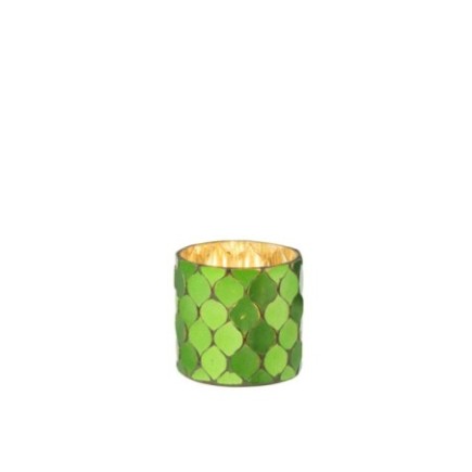 Portavelas de cristal verde, 7,5 x 7,5 x 7,5 cm