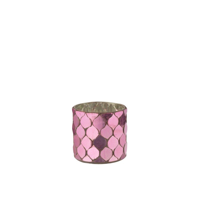 Castiçal de vidro rosa 7,5 x 7,5 x 7,5 cm Castiçal de vidro rosa 7,5 x 7,5 x 7,5 cm