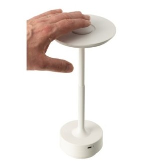 Lámpara de mesa de plástico blanco, 12,8 x 12,8 x 27,8 cm