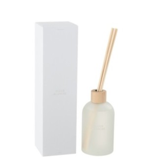 Difusor com hastes de vidro branco 9,5 x 9,5 x 35,5 cm