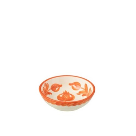 Bol bas en céramique blanche et orange 14x6 cm