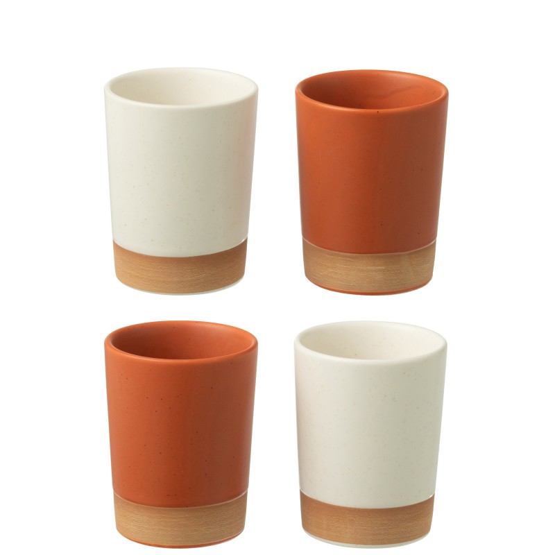 Chávenas de cerâmica laranja e brancas, 7 x 9 x 7 cm Chávenas de cerâmica laranja e brancas, 7 x 9 x 7 cm