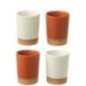 Tasses en céramique orange et blanches 7x9x7 cm Tasses en céramique orange et blanches 7x9x7 cm