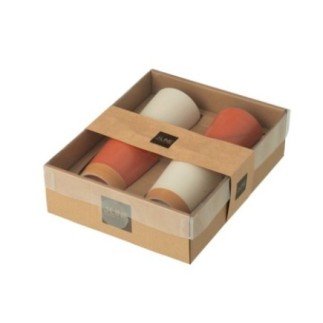 Tasses en céramique orange et blanches 7x9x7 cm