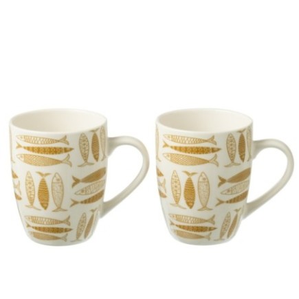 Confezione da 2 tazze in ceramica marrone, 8,2 x 5,4 x 10,4 cm