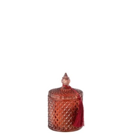 Vela perfumada em vidro vermelho, 8,5 x 14,5 cm