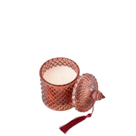 Bougie parfumée en verre rouge 8,5x14,5 cm