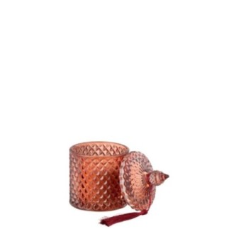 Vela perfumada em vidro vermelho, 8,5 x 14,5 cm