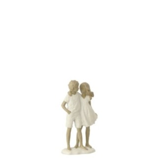 Figurines en polyrésine blanche et grise 10x5x17 cm