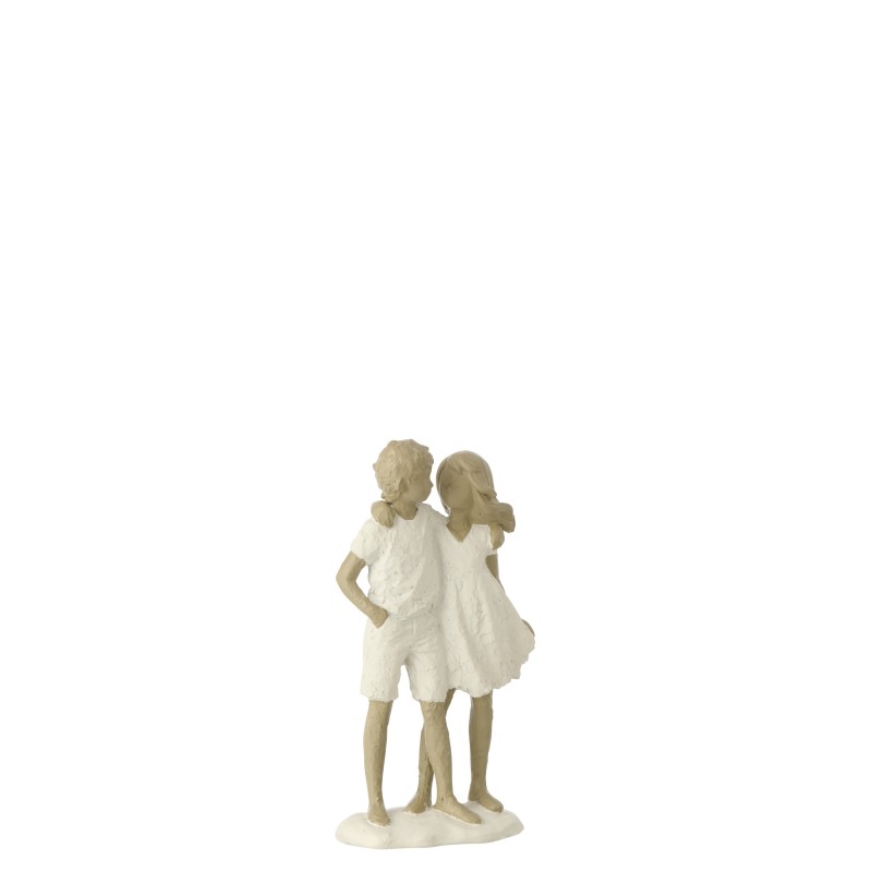 Figurine in poliresina bianca e grigia, 10x5x17 cm Figurine in poliresina bianca e grigia, 10x5x17 cm