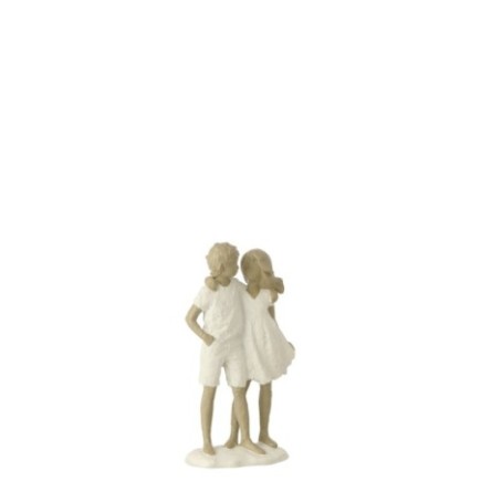 Figurines en polyrésine blanche et grise 10x5x17 cm