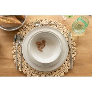 Piatto in gres grigio chiaro 26,7 x 2 cm