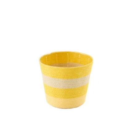 Pot de fleurs en papier jaune et naturel 15x15x13 cm