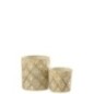 Castiçal em vidro branco e dourado, 7,5 x 9 x 7,5 cm Castiçal em vidro branco e dourado, 7,5 x 9 x 7,5 cm