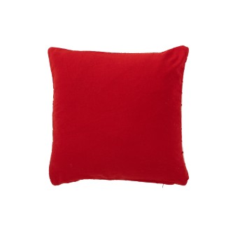 Coussin carré sapin de Noël en coton rouge 45x45x15 cm