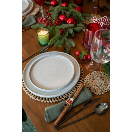 Plato de gres verde claro, 21 x 2 cm