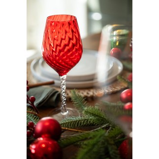Copo de vinho em vidro vermelho 8,5 x 22,5 cm