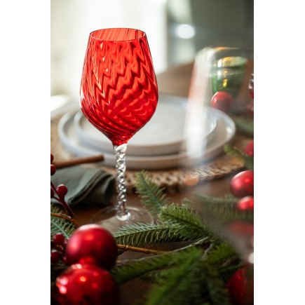 Bicchiere da vino in vetro rosso 8,5 x 22,5 cm