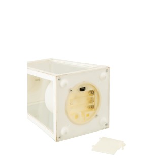 Farol de cristal blanco, 10 x 10 x 17,5 cm