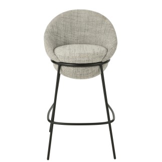 Silla de bar con tapizado gris y patas de metal negro, 55 x 54 x 99 cm
