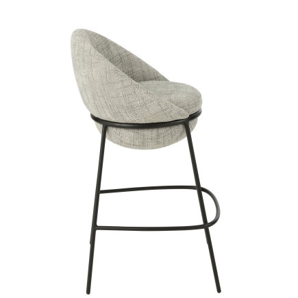 Silla de bar con tapizado gris y patas de metal negro, 55 x 54 x 99 cm