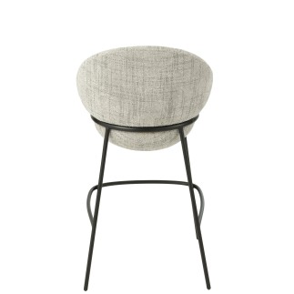 Sedia da bar in tessuto grigio con base in metallo nero 55x54x99 cm