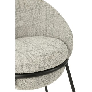 Cadeira de bar em tecido cinzento com base em metal preto, 55 x 54 x 99 cm
