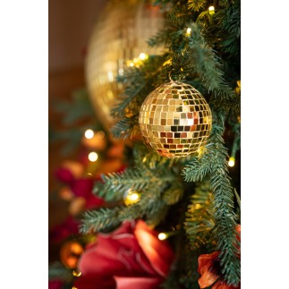 Boite de 4 boules de Noël en plastique doré D.15 cm