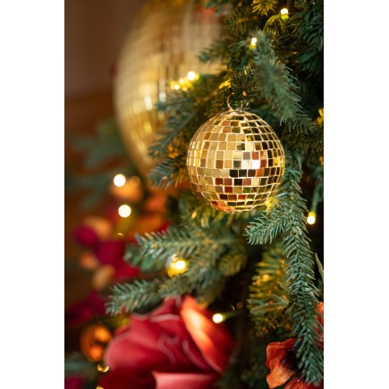 Boite de 4 boules de Noël en plastique doré D.15 cm