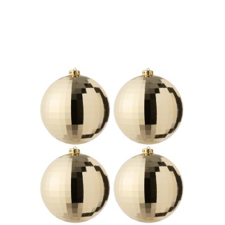 Boite de 4 boules de Noël en plastique doré D.15 cm