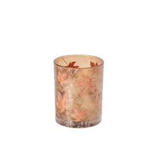 Bougeoir en verre orange 10x10x12.5 cm