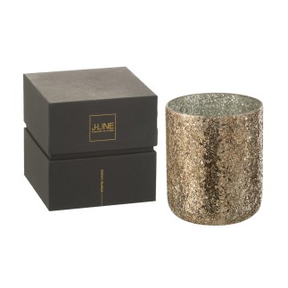 Candela profumata 120H in portacandele in vetro bronzo 20x20x25 cm