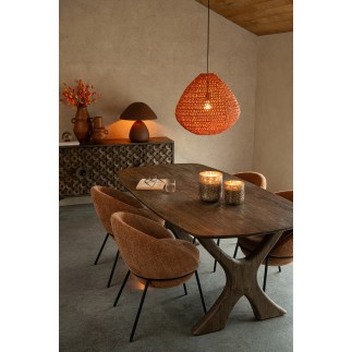 Lampada a sospensione in metallo ritorto arancione 50x50x45 cm