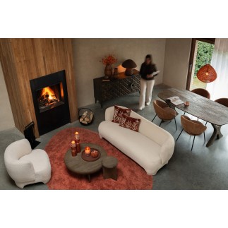 Fauteuil 1 personne en textile blanc 80x79x71 cm