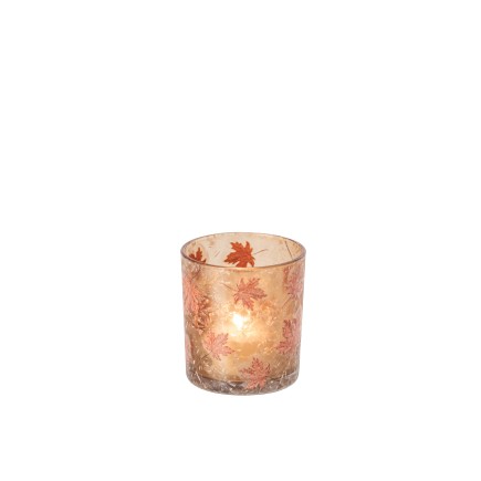 Portavelas de cristal naranja, 7,3 x 7,3 x 8 cm